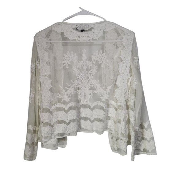 RONNI NICOLE Women's LG Embroidered Sheer Open Cardigan Shrug Cropped - Picture 2 of 9